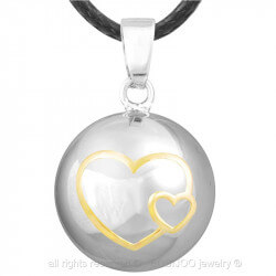 GR0001 BOBIJOO Jewelry Necklace Pendant Bola Musical Pregnancy Double Heart Gold Plated Silver Gold