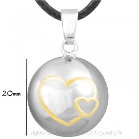 Collier Pendentif Bola Musical Grossesse Double Coeur Or Plaqué Argent Or bobijoo