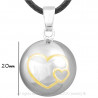 GR0001 BOBIJOO Jewelry Necklace Pendant Bola Musical Pregnancy Double Heart Gold Plated Silver Gold