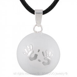 Collier Pendentif Bola Musical Grossesse Mains bébé Argent Email Blanc bobijoo