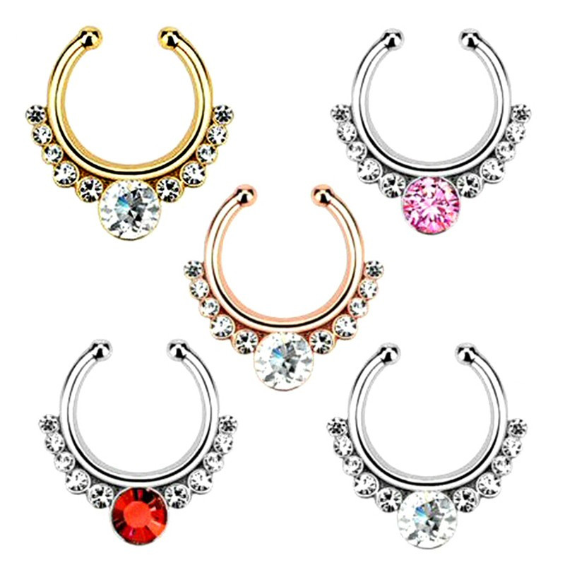 PIP0002 BOBIJOO Jewelry Septum Fake Piercing Nase 5 Farben zur Auswahl