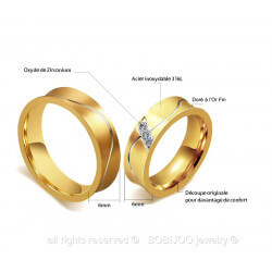 AL0011 BOBIJOO Jewelry Alliance-Ring, Ring, Vergoldet, weißgold Gebogene Mann Frau