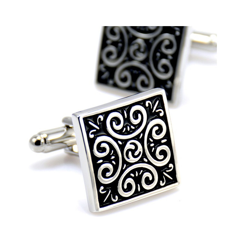 BM0010 BOBIJOO Jewelry Cufflinks Tribal Celtic Black Steel