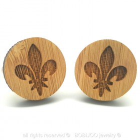 BM0014 BOBIJOO Jewelry Cufflinks Wood Fleur-de-Lys