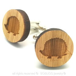 BM0015 BOBIJOO Jewelry Cufflinks Wood Hedgehog Niglo