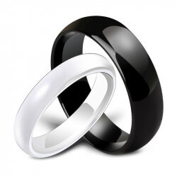 AL0034 BOBIJOO Jewelry Alliance-Ring Keramik Schwarz oder Weiß, Mann-Frau