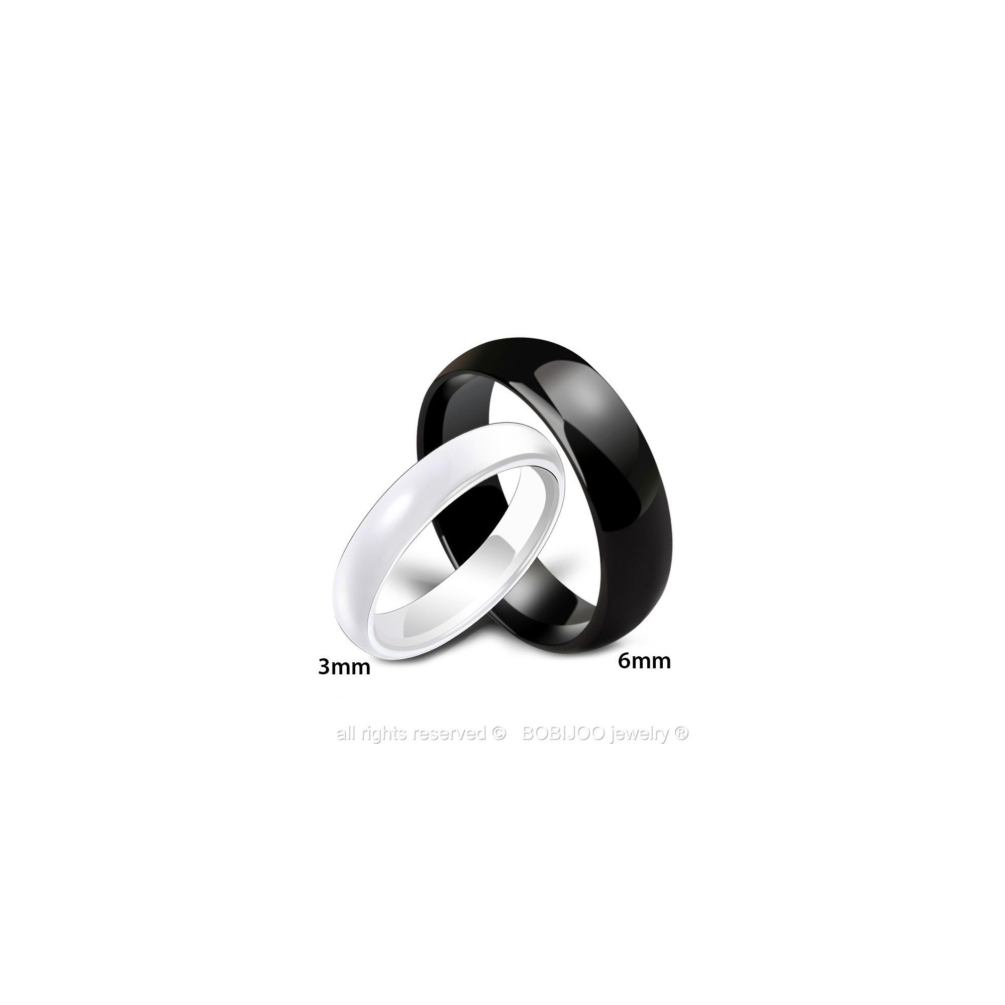 BOBIJOO Jewelry Alliance Bague Céramique Noire ou Blanche Homme