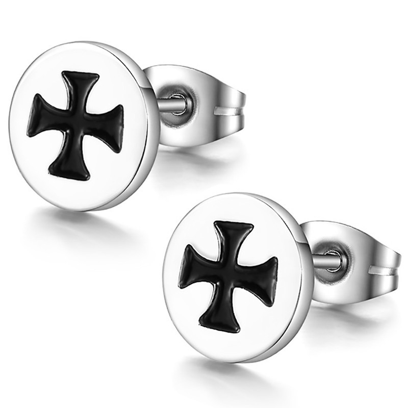 BOF0043 BOBIJOO JEWELRY Earrings maltese Cross Stainless Steel