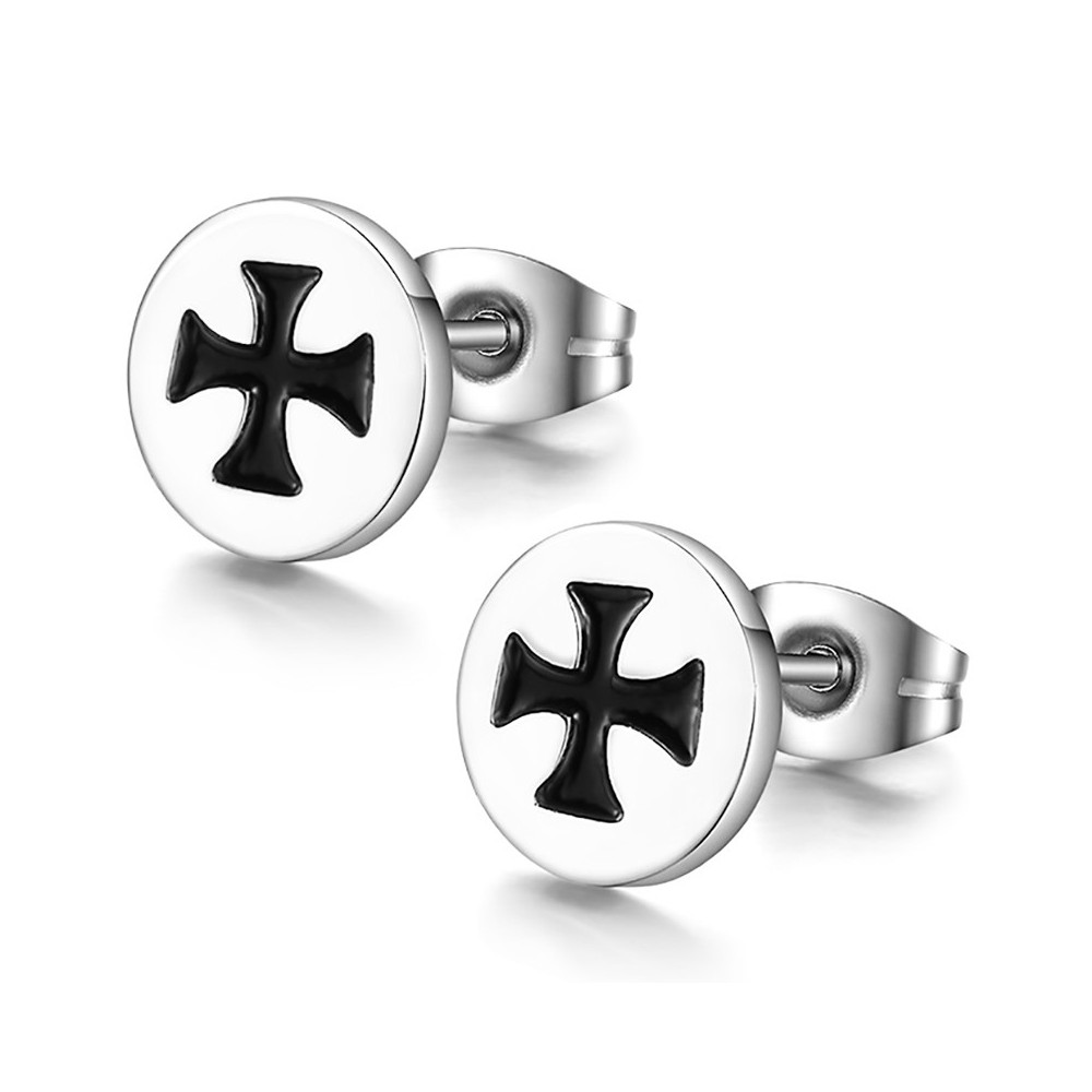 Boucles d'Oreilles Croix de Malte Acier Inoxydable bobijoo