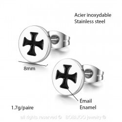 Boucles d'Oreilles Croix de Malte Acier Inoxydable bobijoo