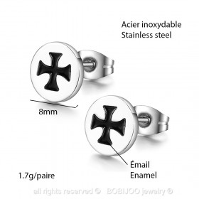 BOF0043 BOBIJOO JEWELRY Earrings maltese Cross Stainless Steel