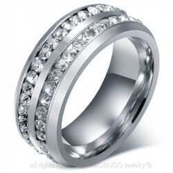 AL0040 BOBIJOO Jewelry Alliance-Ring Mit Doppel-Strass-Silber-Edelstahl