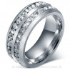 Alliance Bague Double Strass Argenté Acier Inoxydable bobijoo