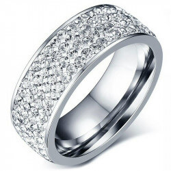 AL0041 BOBIJOO Jewelry Alleanza Anello Triplice Fila Di Strass In Acciaio Inox Argento