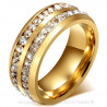 AL0044 BOBIJOO Jewelry Alliance-Ring, Vergoldet, Gold Doppel Strass Edelstahl