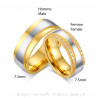 Alliance Couple Doré à l'Or Fin Zirconium Strass bobijoo