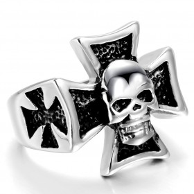 BA0043 BOBIJOO Jewelry Signet Ring skull maltese Cross