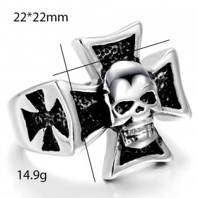 BA0043 BOBIJOO Jewelry Siegelring Ring totenkopf Kreuz von Malta