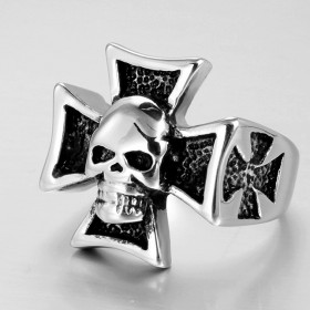 BA0043 BOBIJOO Jewelry Signet Ring skull maltese Cross