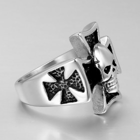 BA0043 BOBIJOO Jewelry Siegelring Ring totenkopf Kreuz von Malta
