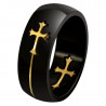 Bague Alliance Croix Templier Chevalier Noir bobijoo