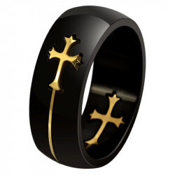 BA0047 BOBIJOO Jewelry Anello Di Alleanza Croce Templare Cavaliere Nero