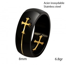 BA0047 BOBIJOO Jewelry Anillo Alianza De La Cruz De Los Templarios Caballero Negro