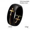 Bague Alliance Croix Templier Chevalier Noir bobijoo