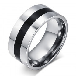 BA0044 BOBIJOO Jewelry Ring Alliance Stainless Steel Black Frame