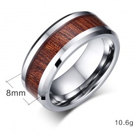 BA0053 BOBIJOO Jewelry Anillo Alianza De Acero Inoxidable De Madera Kao Hawaii