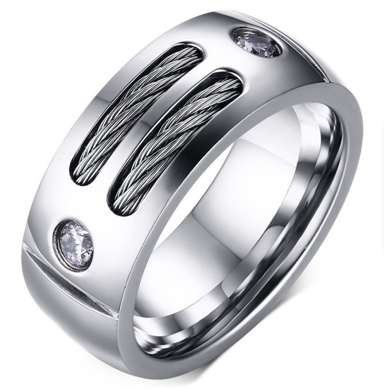 BA0045 BOBIJOO Jewelry Ring Alliance Stainless Steel Cable, Zirconium