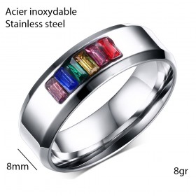 Bague lgbt Arc-en-ciel Acier Inoxydable Homme Femme Alliance bobijoo