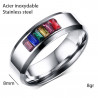 BA0046 BOBIJOO Jewelry Anello di Alleanza Gay e Lesbiche rainbow in Acciaio Inox Arcobaleno