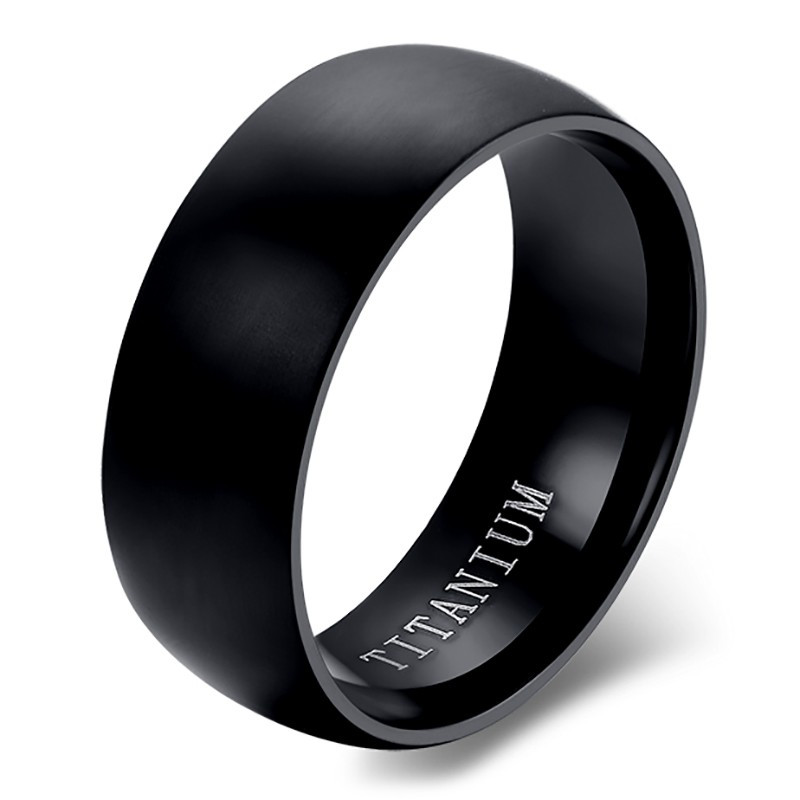 Bague Alliance Titanium Noir Mate Poli bobijoo