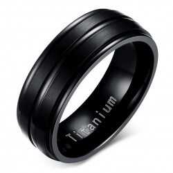 BA0055 BOBIJOO Jewelry Ring Alliance Titanium Engraved Black Matte and Shiny