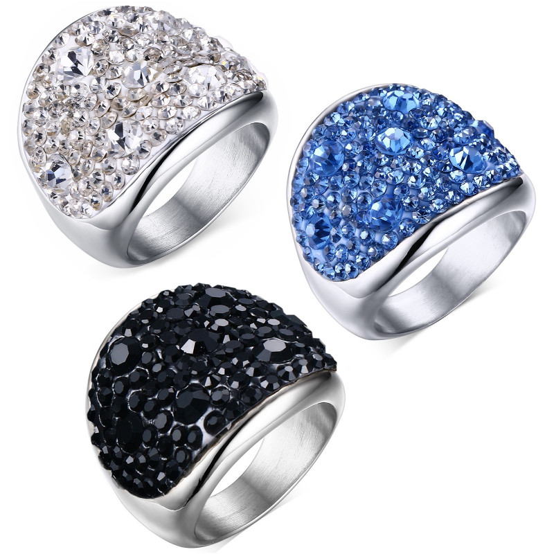 BAF0010 BOBIJOO Jewelry Acero inoxidable Crystal Ring 3 colores en la elección