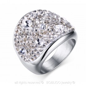 BAF0010 BOBIJOO Jewelry Edelstahl Kristall Ring 3 Farben bei der Wahl