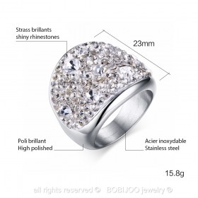 Bague Cristal Acier Inoxydable 3 Couleurs au Choix bobijoo