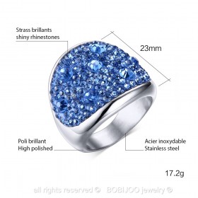 BAF0010 BOBIJOO Jewelry Stainless Steel Crystal Ring 3 Colors at Choice