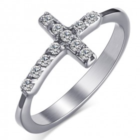 BAF0011 BOBIJOO Jewelry Anillo de circonio de latón cruzado de acero inoxidable