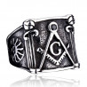 BA0057 BOBIJOO Jewelry Ring Signet Masonic Frank Mason Bracket Compass Sun Stainless Steel