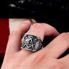 BA0057 BOBIJOO Jewelry Ring Siegelring Masonic Freimaurer Winkel Zirkel Sonne Edelstahl