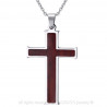 PE0022 BOBIJOO Jewelry Necklace Cross Pendant Inlaid with Wood Stainless Steel