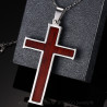 PE0022 BOBIJOO Jewelry Halskette Anhänger Kreuz mit Intarsien aus Holz-Edelstahl