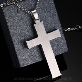 PE0022 BOBIJOO Jewelry Necklace Cross Pendant Inlaid with Wood Stainless Steel