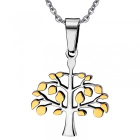 PE0023 BOBIJOO Jewelry Collar Colgante Árbol de la Vida Dorado con Oro fino Mezclado Mujer Hombre