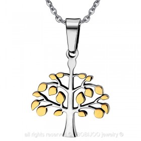 PE0023 BOBIJOO Jewelry Halskette Baum des Lebens Anhänger Vergoldet, Gold Mixed Weiblich Männlich