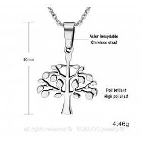 PE0024 BOBIJOO Jewelry Necklace Pendant Tree of Life Stainless Steel Joint Female Male