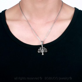 PE0024 BOBIJOO Jewelry Collar Colgante Árbol de la Vida, de Acero Inoxidable Conjunto Femenino Masculino