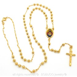 CP0026 BOBIJOO Jewelry Rosenkranz Vergoldet mit echtgold Jesus